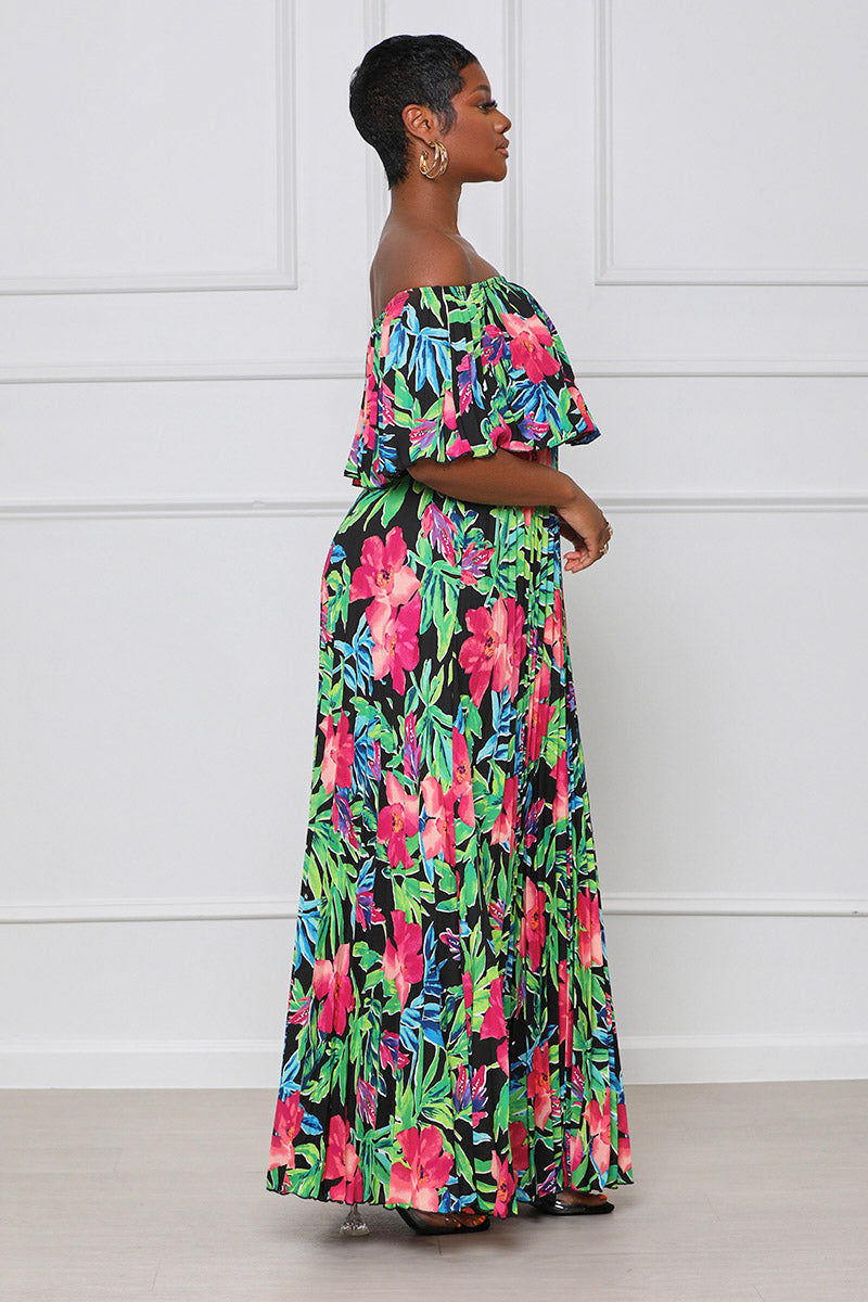 Off the Shoulder Pleated Maxi Dress ...